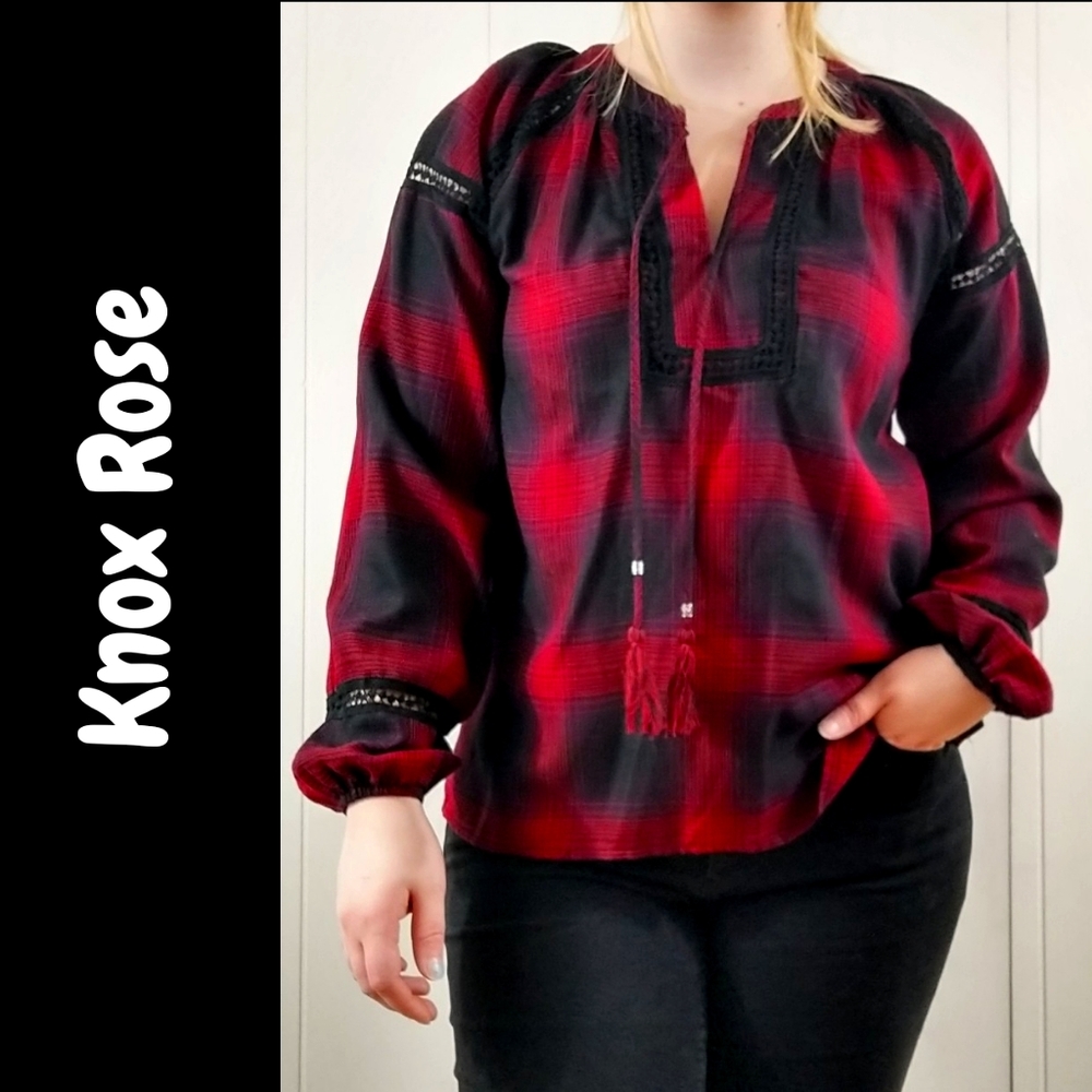 Knox Rose buffalo plaid top